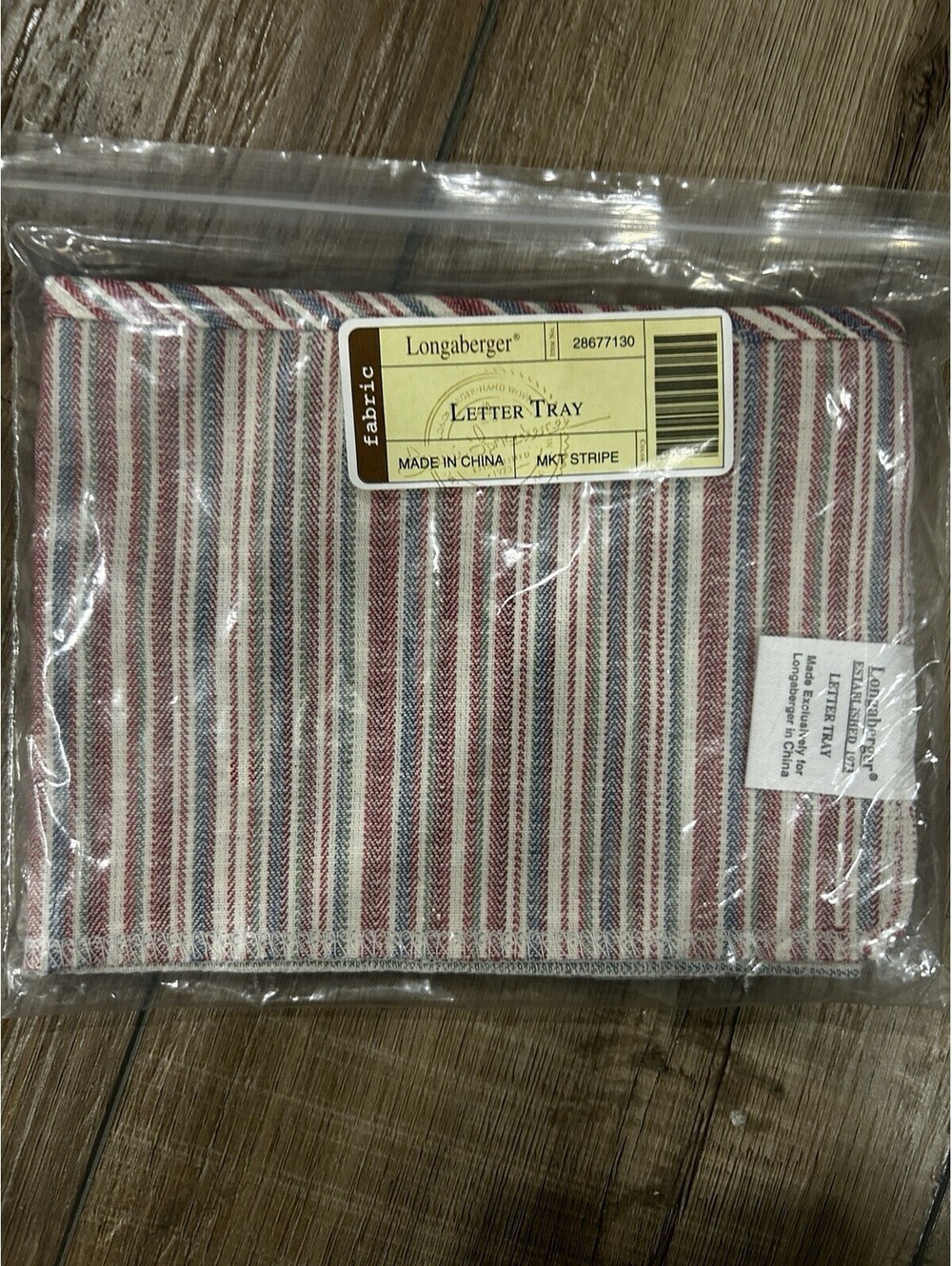 Longaberger Letter Tray Basket Market Stripe Fabric Over Edge Liner Only New